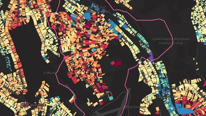 House price heatmap showing property values across Kenley