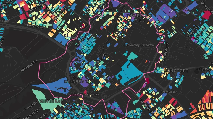 House price heatmap showing property values across Canterbury
