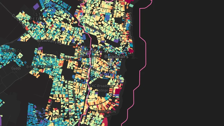 House price heatmap showing property values across Broadstairs