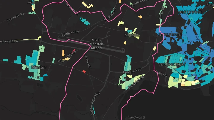 House price heatmap showing property values across Cliffsend