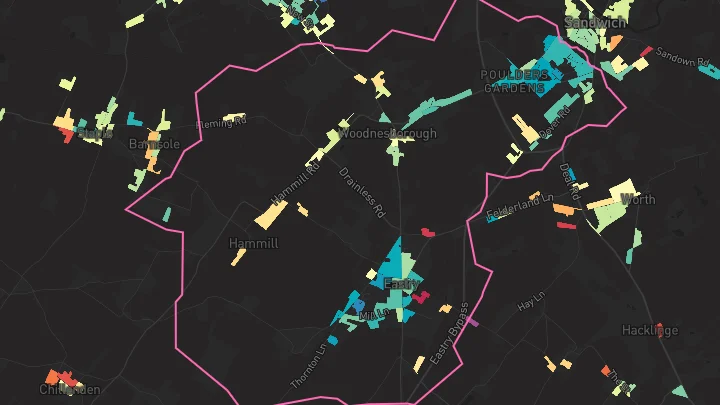 House price heatmap showing property values across Eastry