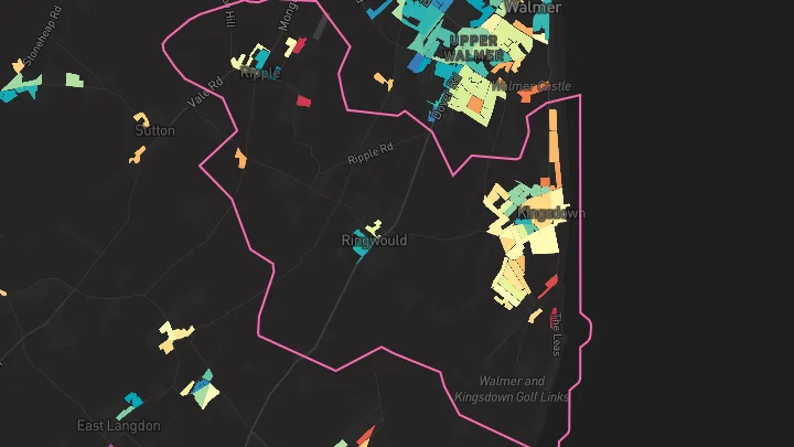 House price heatmap showing property values across Kingsdown