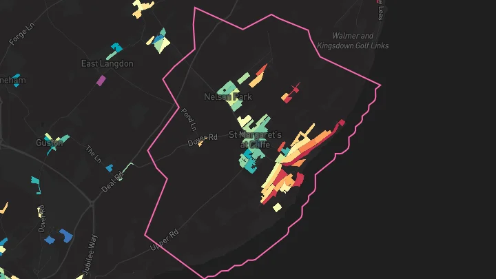 House price heatmap showing property values across St Margarets At Cliffe
