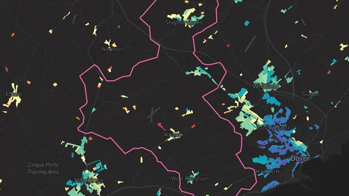 House price heatmap showing property values across Shepherdswell