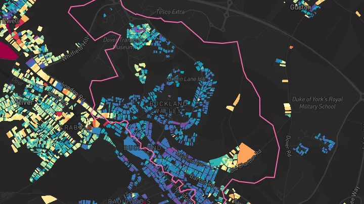 House price heatmap showing property values across Dover