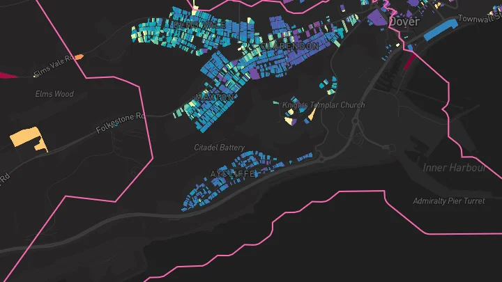 House price heatmap showing property values across Dover