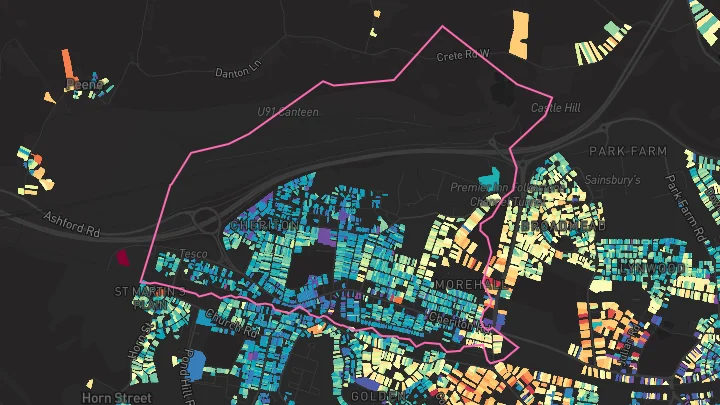 House price heatmap showing property values across Folkestone