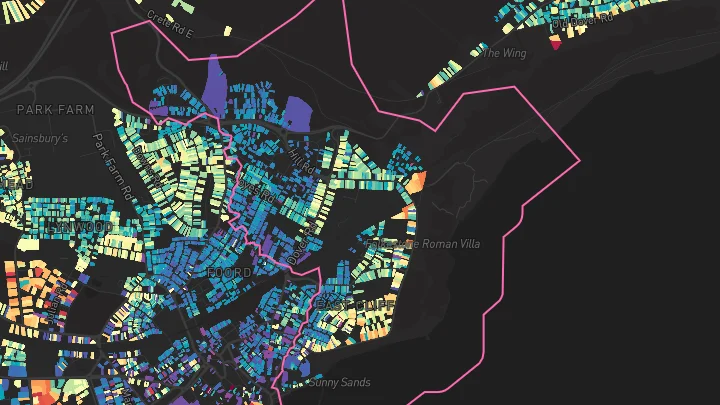 House price heatmap showing property values across Folkestone