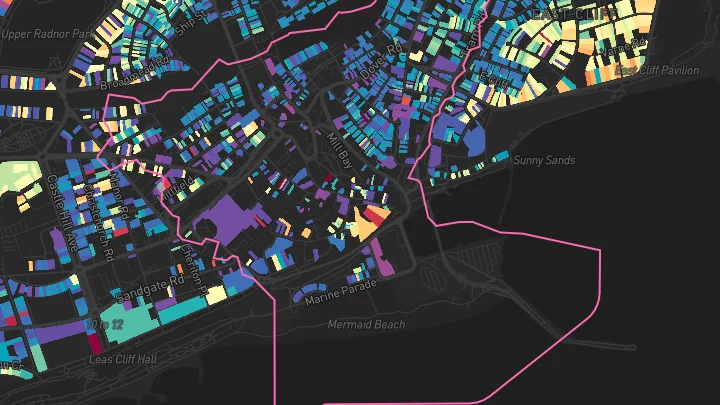 House price heatmap showing property values across Folkestone