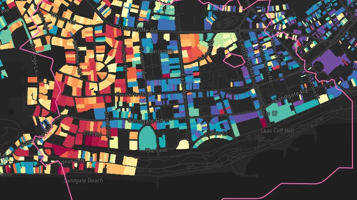 House price heatmap showing property values across Folkestone