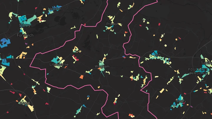 House price heatmap showing property values across Wingham