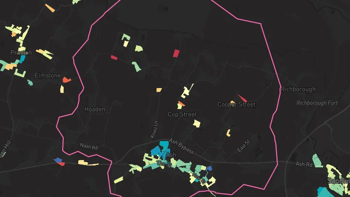 House price heatmap showing property values across Ash