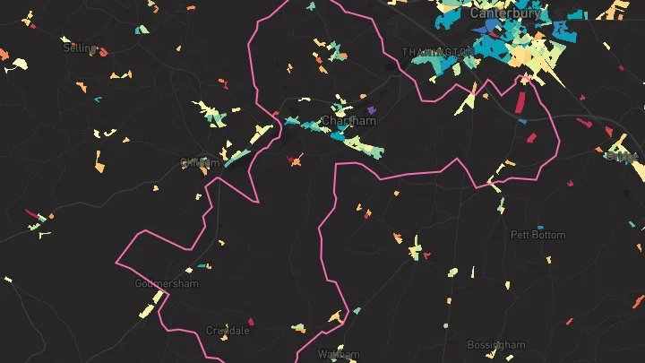 House price heatmap showing property values across Chartham