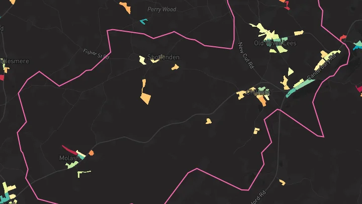 House price heatmap showing property values across Chilham