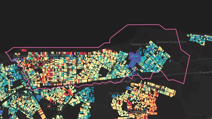 House price heatmap showing property values across Whitstable