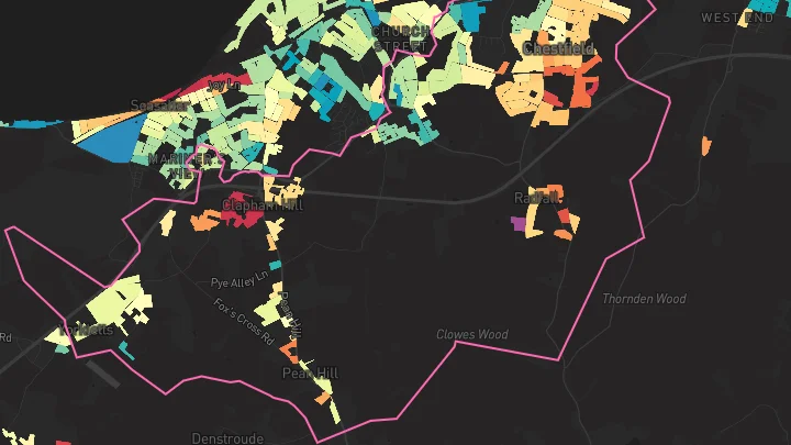 House price heatmap showing property values across Chestfield