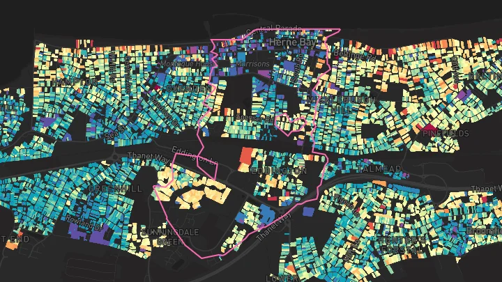 House price heatmap showing property values across Herne Bay