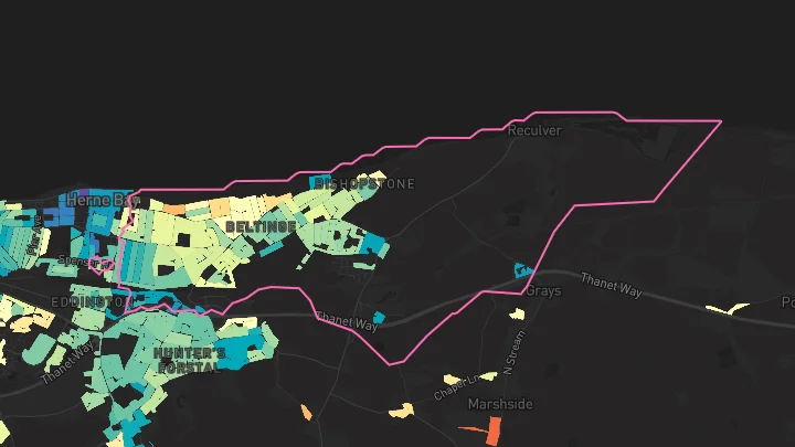 House price heatmap showing property values across Herne Bay