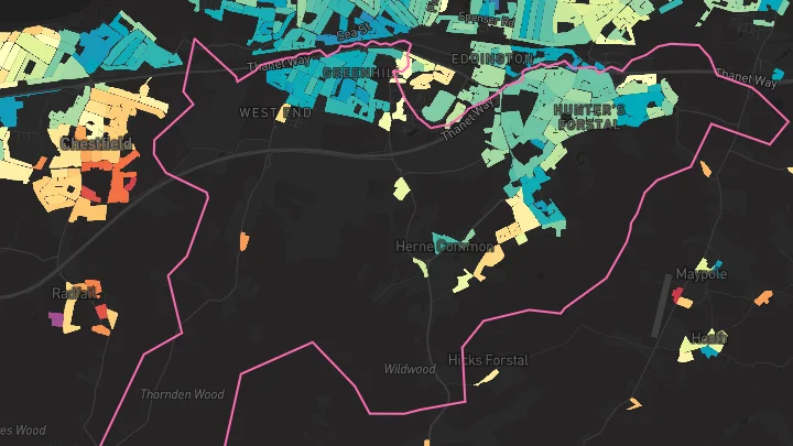 House price heatmap showing property values across Herne Bay