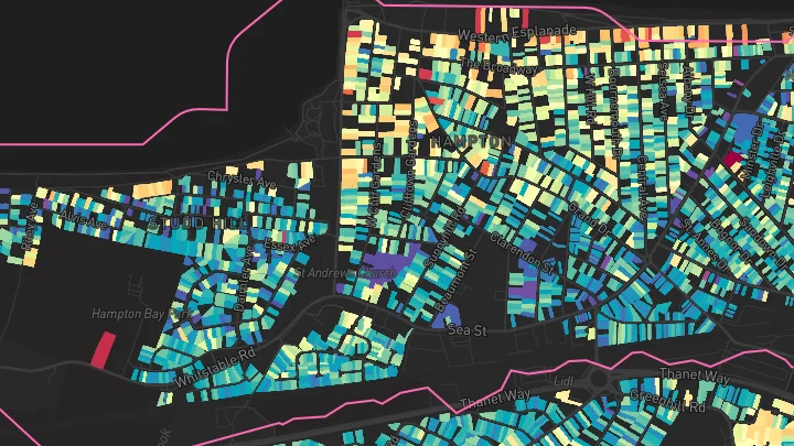 House price heatmap showing property values across Herne Bay