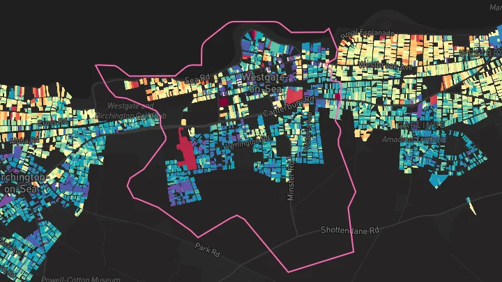 House price heatmap showing property values across Westgate-On-Sea