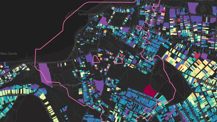 House price heatmap showing property values across Margate