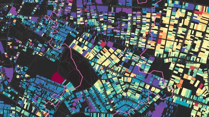 House price heatmap showing property values across Cliftonville