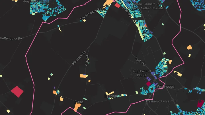 House price heatmap showing property values across Margate