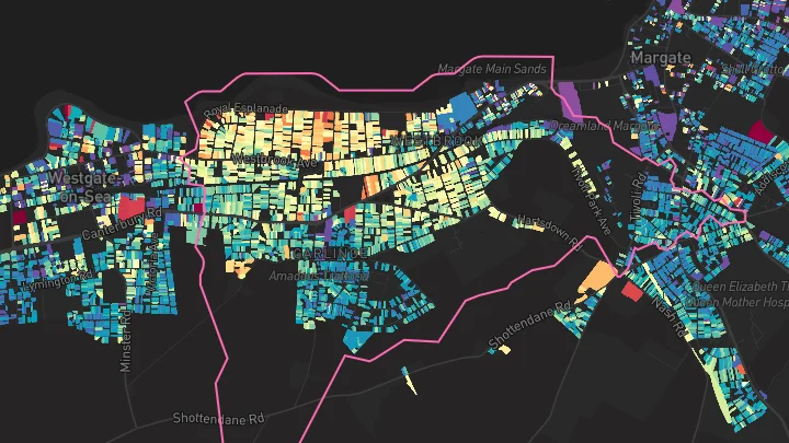 House price heatmap showing property values across Margate