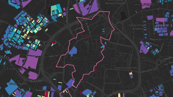 House price heatmap showing property values across Coventry