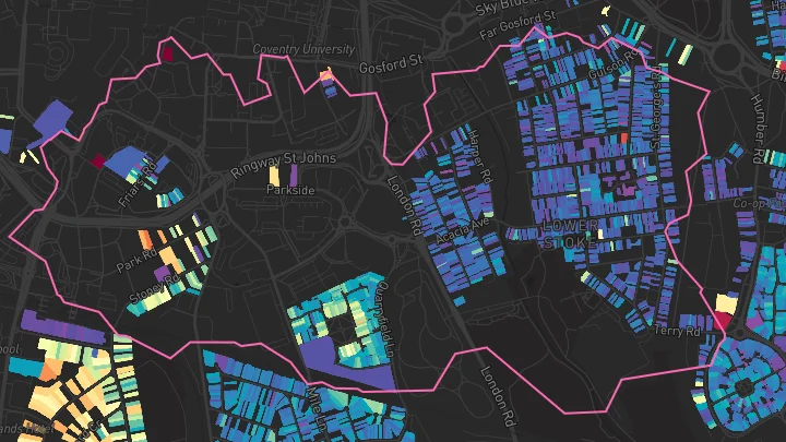 House price heatmap showing property values across Stoke