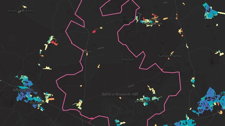 House price heatmap showing property values across Stoke Golding