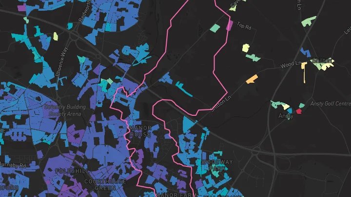 House price heatmap showing property values across Aldermans Green
