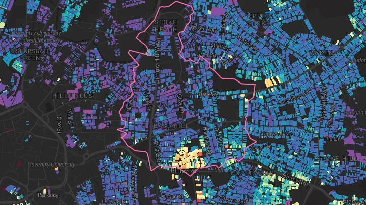 House price heatmap showing property values across Stoke