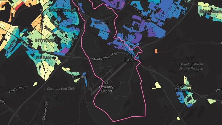 House price heatmap showing property values across Whitley