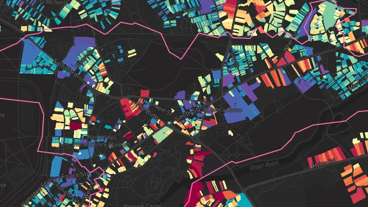 House price heatmap showing property values across Warwick