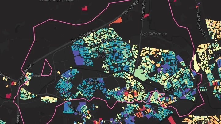 House price heatmap showing property values across Warwick