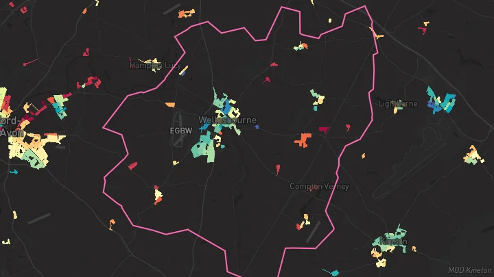 House price heatmap showing property values across Wellesbourne
