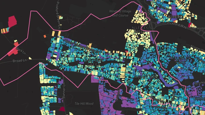 House price heatmap showing property values across Coventry
