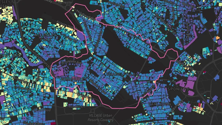 House price heatmap showing property values across Chapelfields