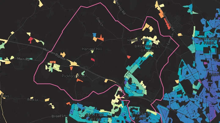 House price heatmap showing property values across Allesley