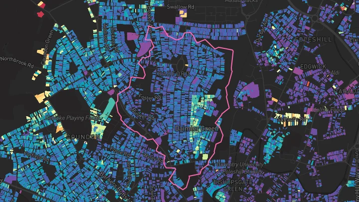 House price heatmap showing property values across Radford