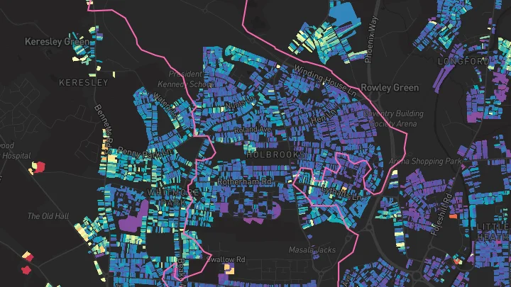 House price heatmap showing property values across Holbrooks