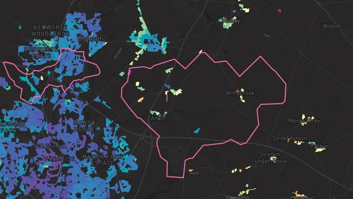 House price heatmap showing property values across Exhall