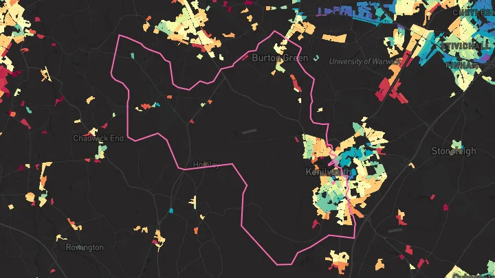House price heatmap showing property values across Kenilworth