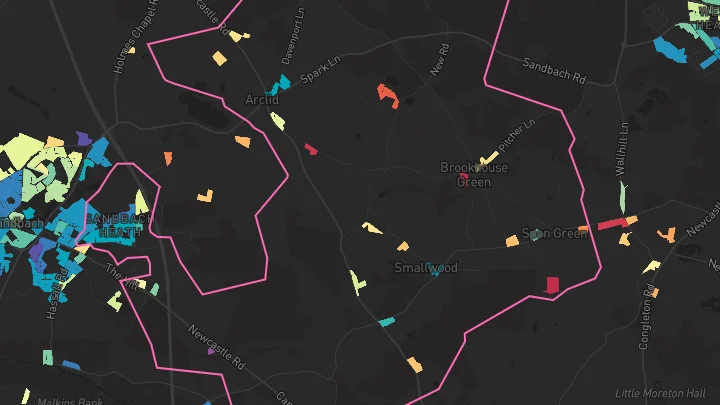 House price heatmap showing property values across Arclid