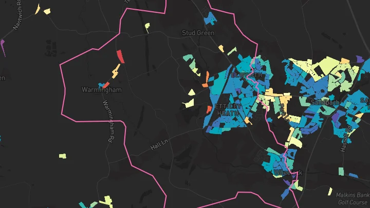 House price heatmap showing property values across Elworth