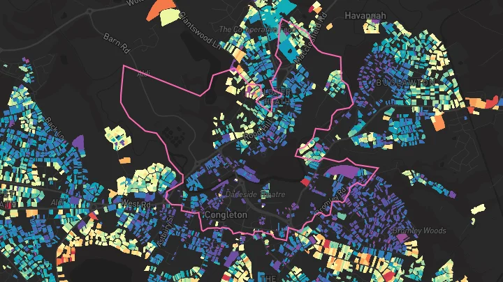 House price heatmap showing property values across Congleton