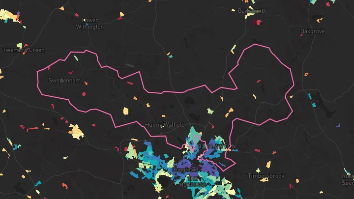 House price heatmap showing property values across Buglawton