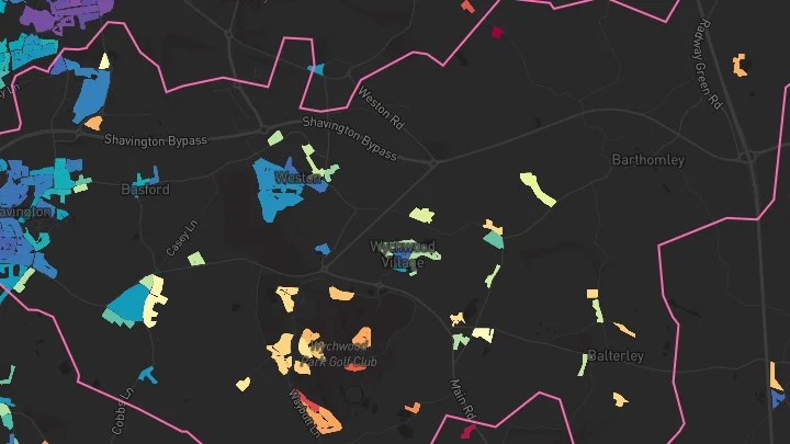 House price heatmap showing property values across Shavington